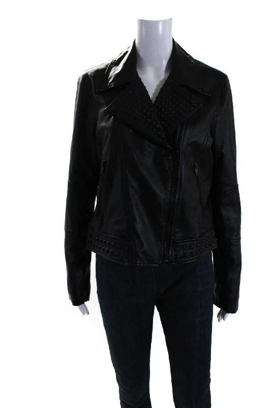 Daily Specials Slate & Willow Womens Textured Leather Jacket Black