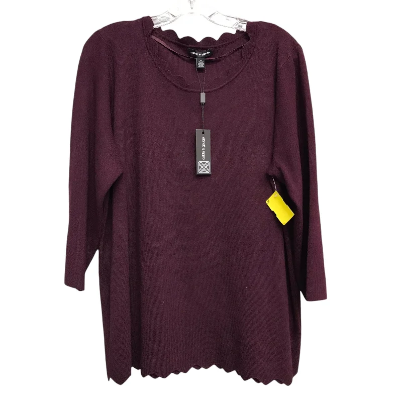 Fantastic Deals Sweater By Cable And Gauge In Red, Size:2X