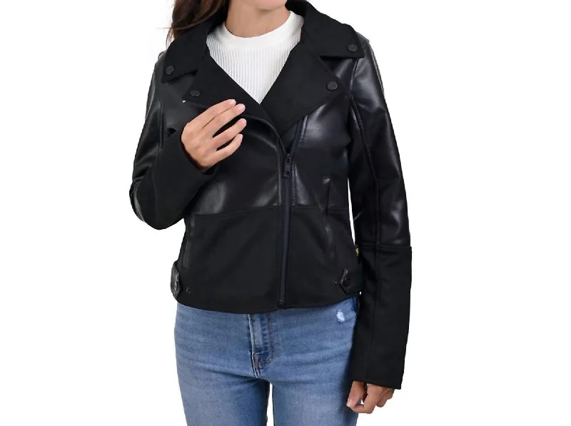 Price Fest Synthetic Leather Biker Jacket In Black