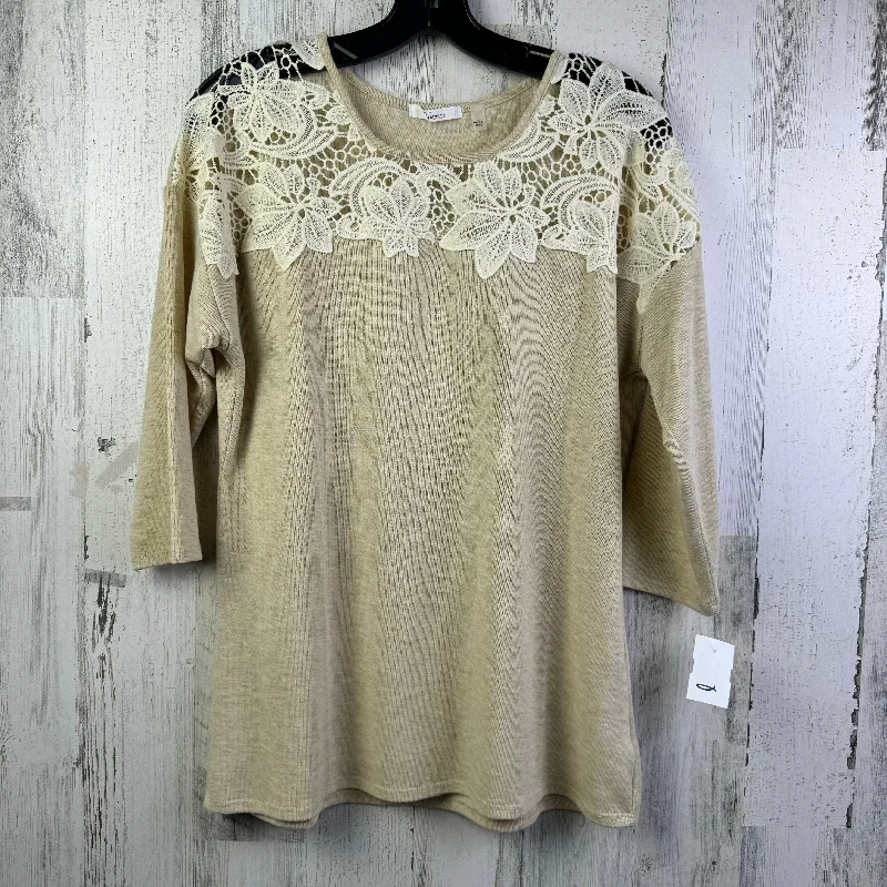 Savings Event Top 3/4 Sleeve By 89th And Madison In Brown & Cream, Size: L