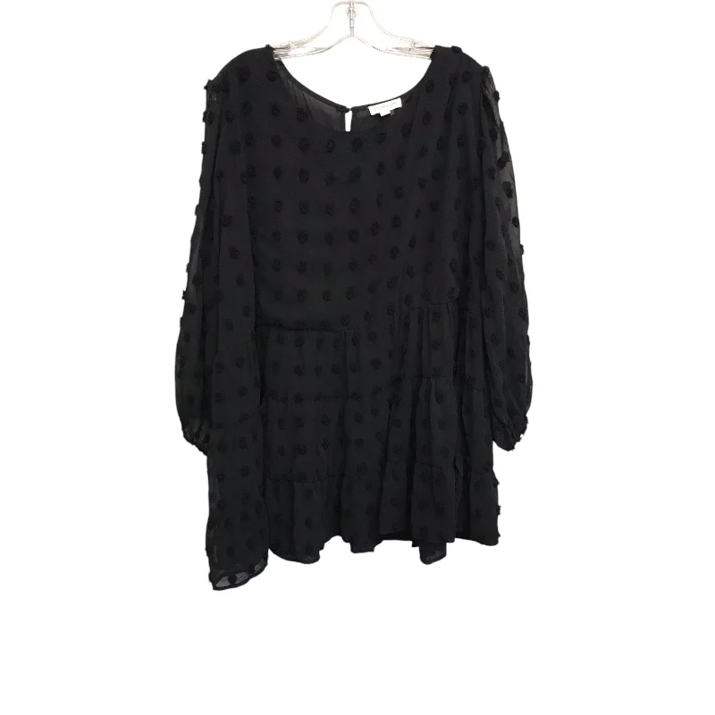 Midnight Sale Top 3/4 Sleeve By Chicsoul In Black, Size:3X