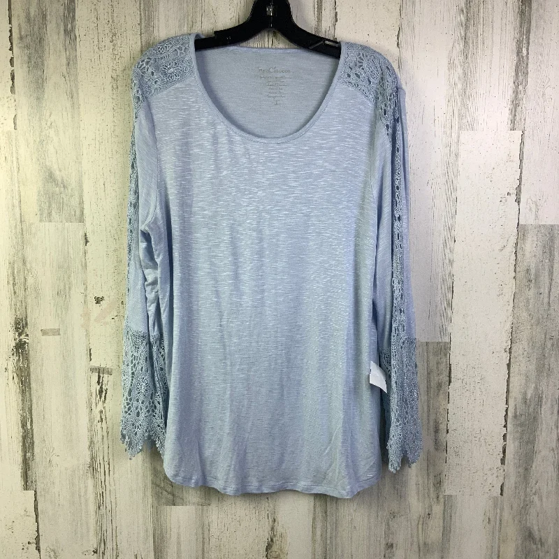 Price Slash Top Long Sleeve Basic By Chicos In Blue, Size: L