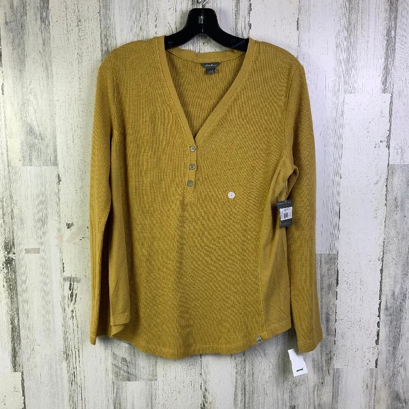 Deal Frenzy Top Long Sleeve Basic By Eddie Bauer In Yellow, Size: L
