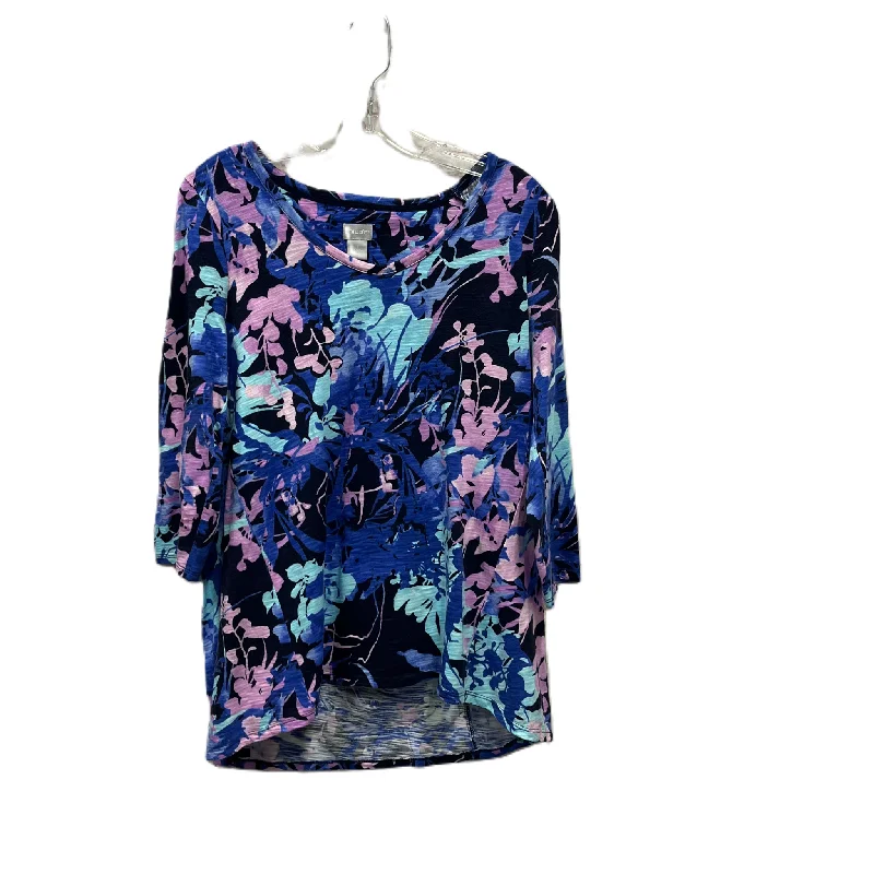 Markdown Madness Top Long Sleeve By Chicos In Blue & Pink, Size: M