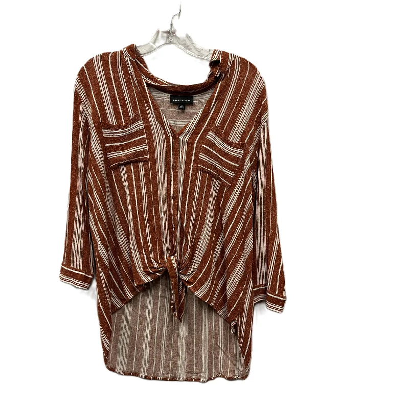 Price Cut Top Long Sleeve By Fortune & Ivy In Orange, Size: 1x