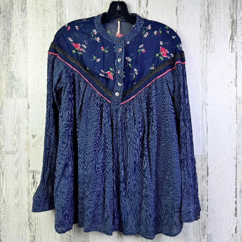 Crazy Deals Top Long Sleeve By Free People In Blue, Size: S
