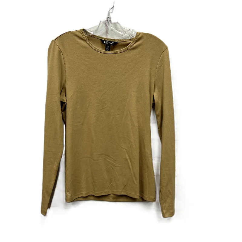 Overstock Top Long Sleeve By Lauren By Ralph Lauren In Tan, Size: L