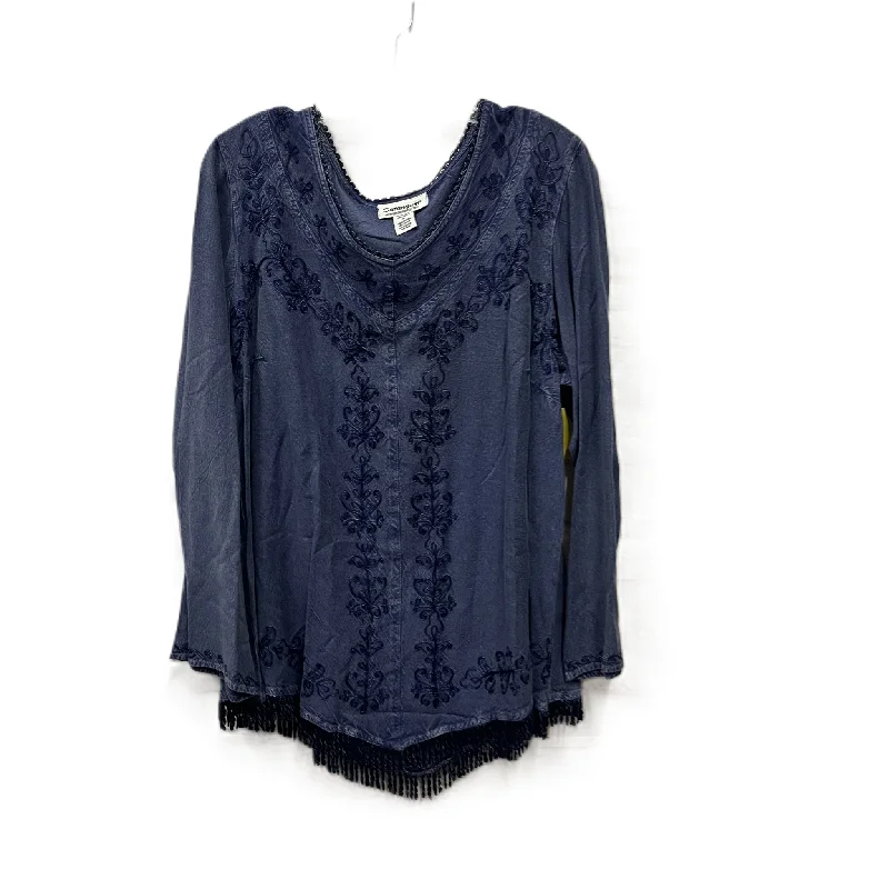 Special Offer Top Long Sleeve By Serengeti In Blue, Size: 1x