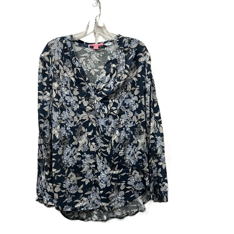 Flash Sale Top Long Sleeve By Woman Within In Blue, Size: L