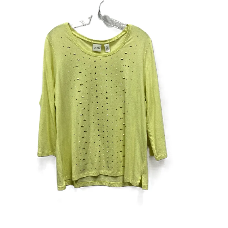 Great Bargains Top Long Sleeve By Zenergy By Chicos In Yellow, Size: L