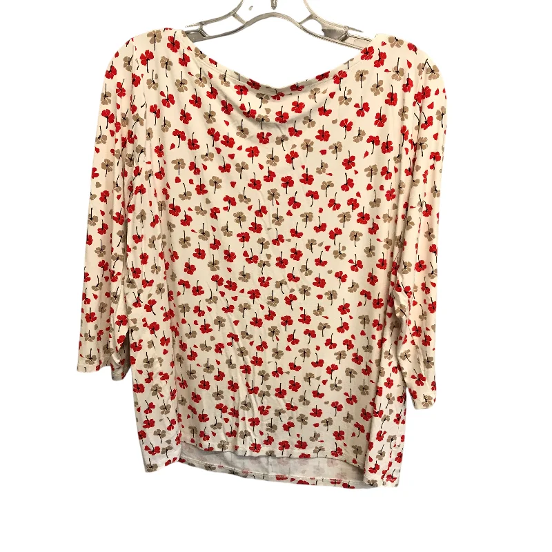 TIME-Limited Offer Top Ls Basic By Ann Taylor In Red & Tan, Size:L