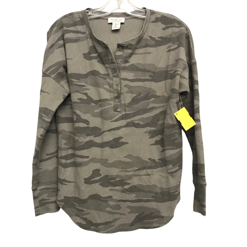 Deal Frenzy Top Ls Basic By Rachel Zoe In Camouflage Print, Size:S