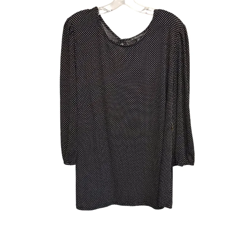 Anniversary Sale Top Ls By Adrianna Papell In Black & White, Size:3X