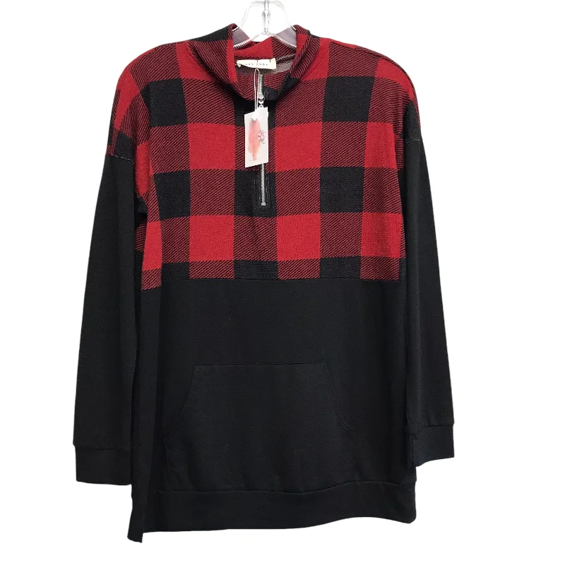Mega Deal Top Ls By First Look In Black & Red, Size:S