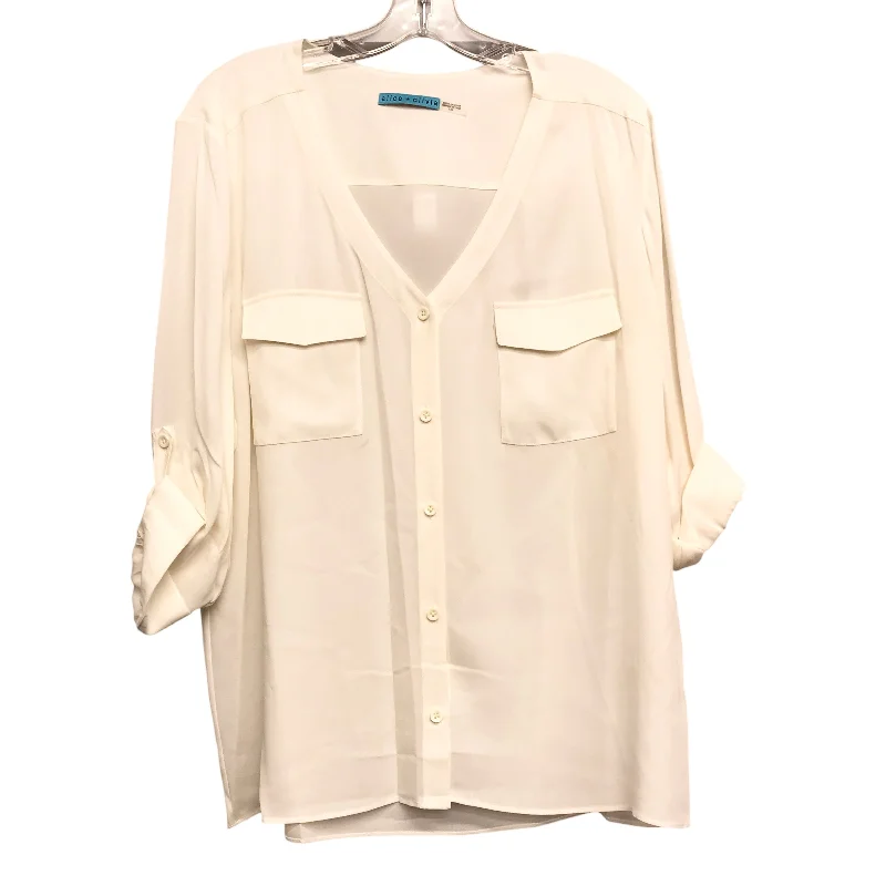 Blowout Deals Top Ls Designer By Alice + Olivia In Cream, Size:L