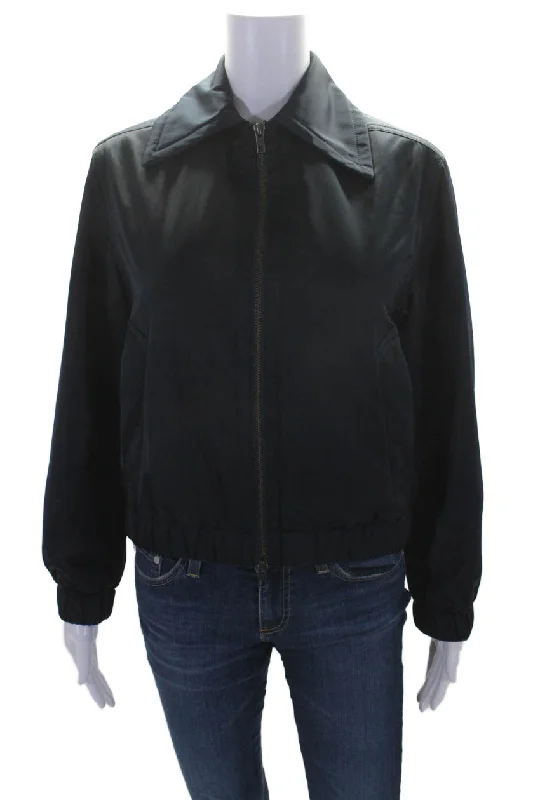 Blowout Deals Vince Womens Collared Two Pocket Long Sleeve Zip Up Bomber Jacket Navy