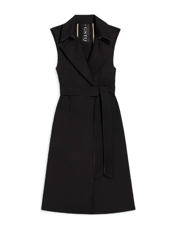 Mega Sale Women's Sleeveless Trench Coat In Black Beauty