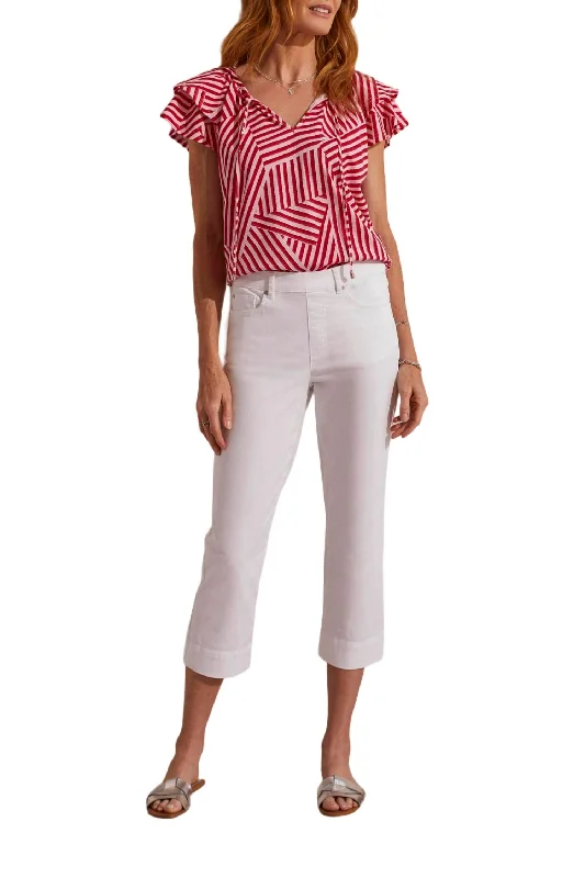 Exclusive Online Offer 5 Pocket Pull On Capri In White
