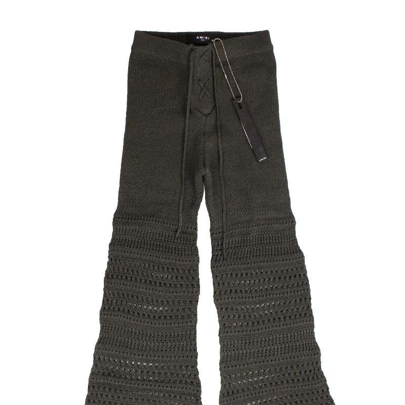 Deal Frenzy Amiri Checkered Crochet Flare Pants - Black