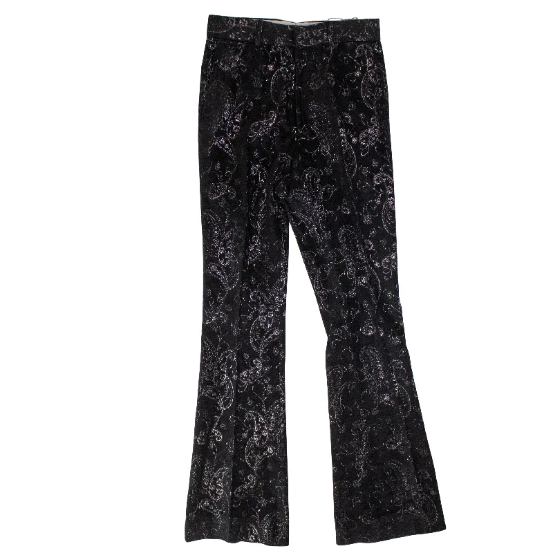 Seasonal Clearance Amiri Paisley Velvet Glitter Flare - Black