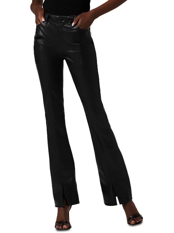 Savings Galore BARBARA Womens Faux Leather High Waist Bootcut Pants