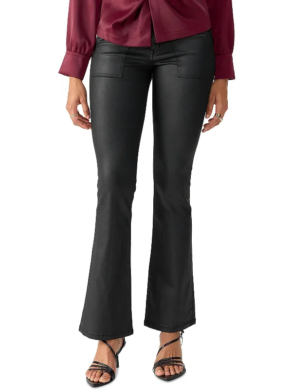 Flash Deals Birdy Womens Twill Coated Flared Pants