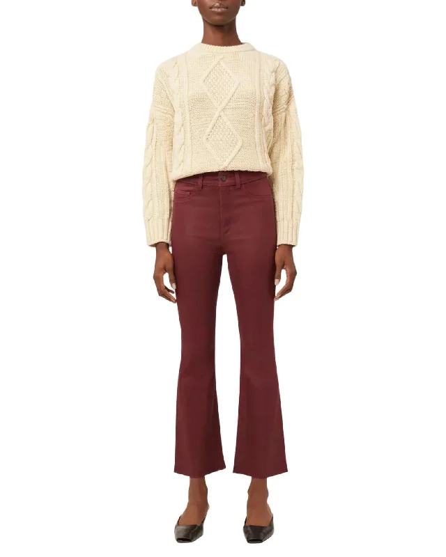 Inventory Reduction Bridget Boot High-Rise Instasculpt Crop Jeans In Ruby Coated