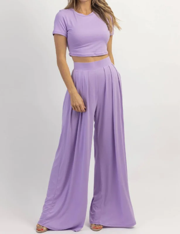 Closeout Sale Butter Soft Palazzo Pant Top Set In Lilac