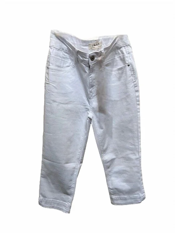 Discount Mania Capri Pant In White