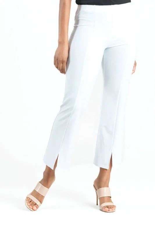 Online Specials Center Seam Front Slit Ankle Pant In White