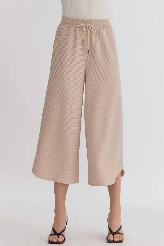 Limited Stock Cropped Drawstring Pant In Taupe