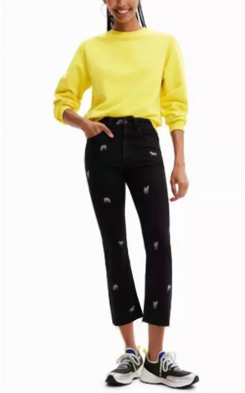 Closeout Sale Cropped Flared Jean In Black