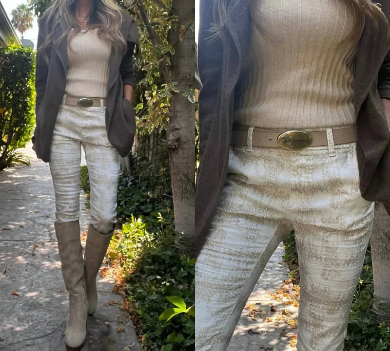 Referral Discount Dafna Pants In Ivory Geo Print