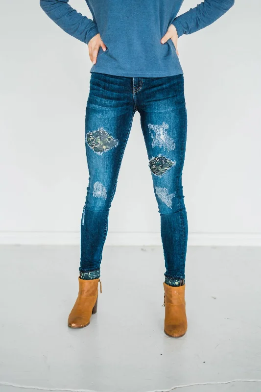 Crazy Savings Double The Fun Patched Jeans In Dark Wash