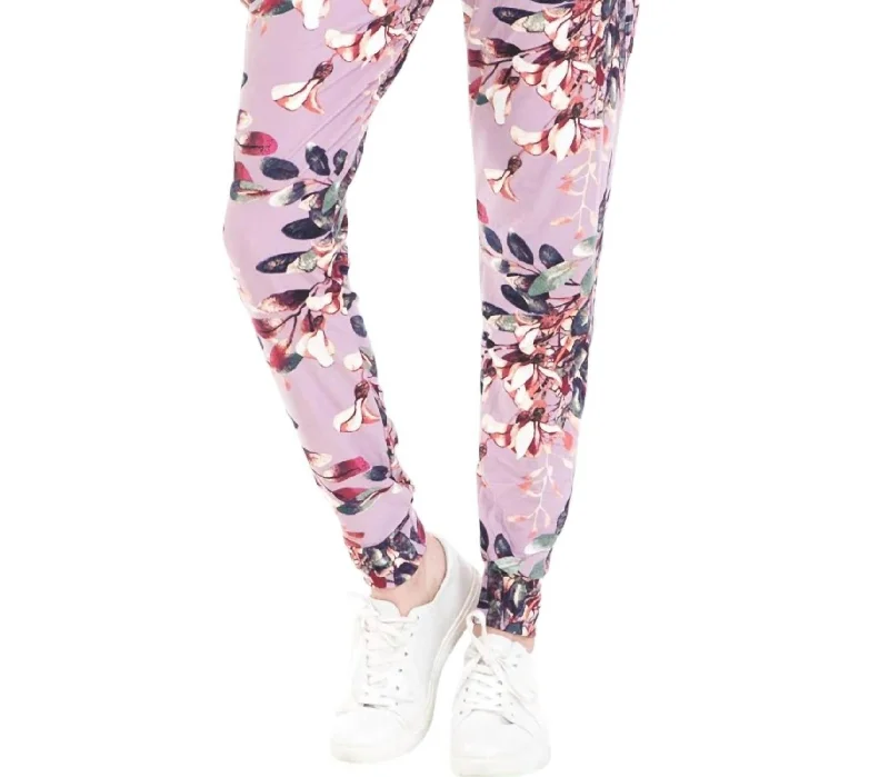 Price Rollback Floral Jill Jogger Pants In Purple