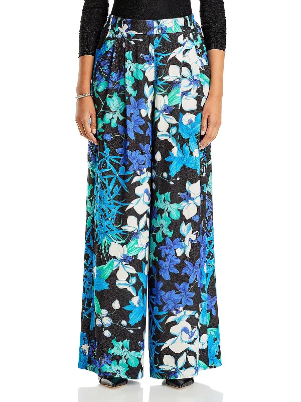 Value Deals Hadley Womens Floral Metallic Wide Leg Pants