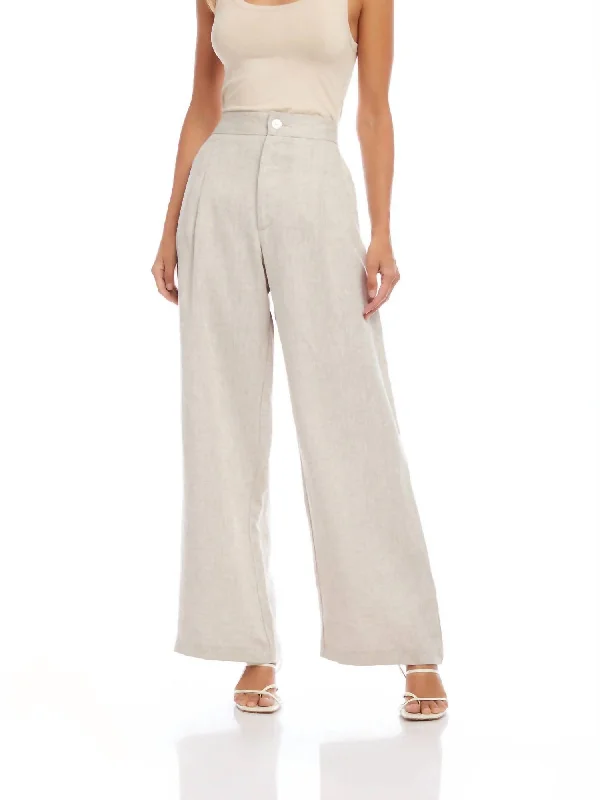 Bargain Prices High Waist Linen Pants In Oatmeal