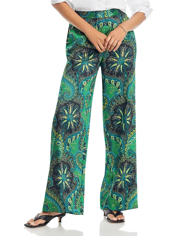Steals and Deals Jade Womens Paisley High Rise Wide Leg Pants