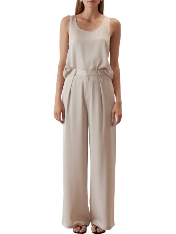 Extra Savings Jennie Satin Wide Leg Trouser Pants In Cream