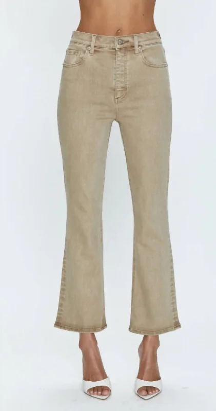 Deep Discounts Lennon High Rise Crop Boot Jeans In Mink Snow