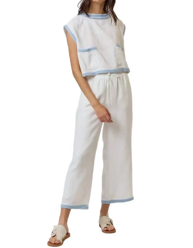 Take Advantage Liza Pants In Ivory/sky