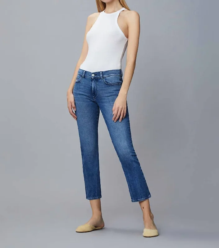 Can't Be Beat Mara Straight Mide Rise Instasculpt Ankle In Blue Bird
