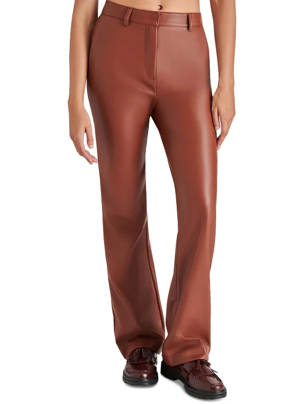 Overstock Mercer Womens Faux Leather Mid-Rise Flared Pants