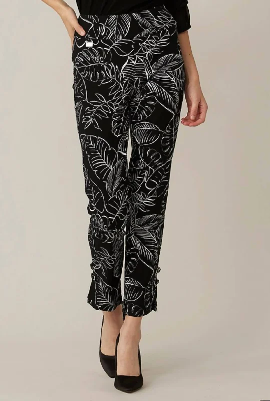 Amazing Deals Palm Print Cropped Pant In Black Vanilla