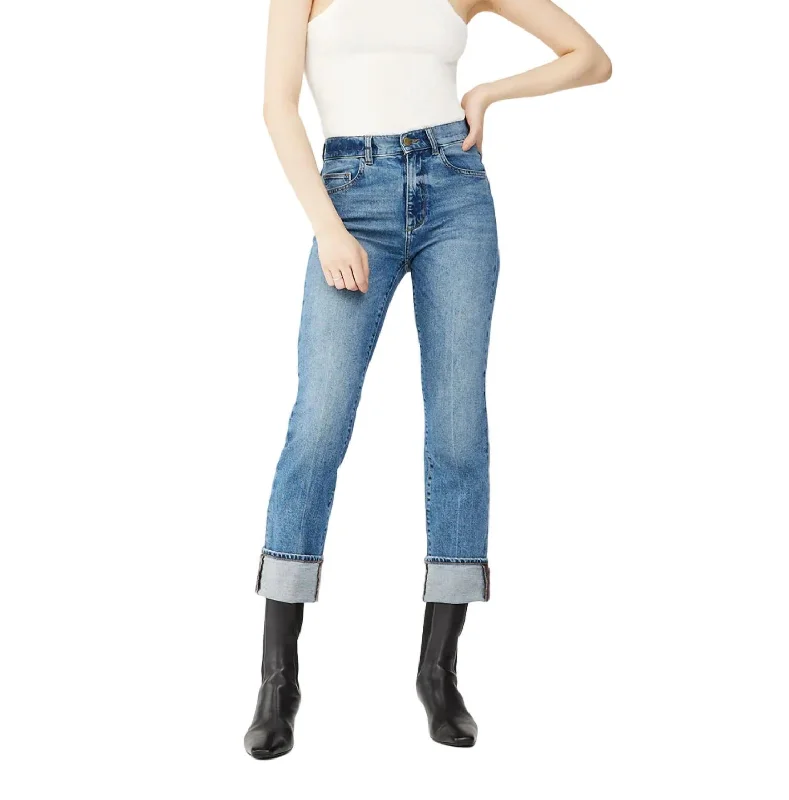 Blowout Sale Patti Straight High Rise Vintage Ankle Jeans In Oasis Cuffed