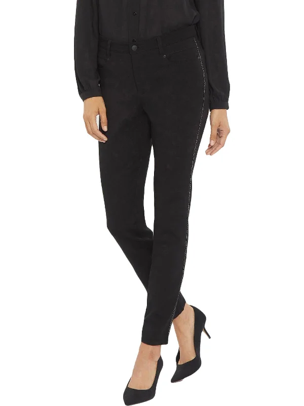 Exclusive Deal Petites Womens Beaded Mid-Rise Skinny Pants
