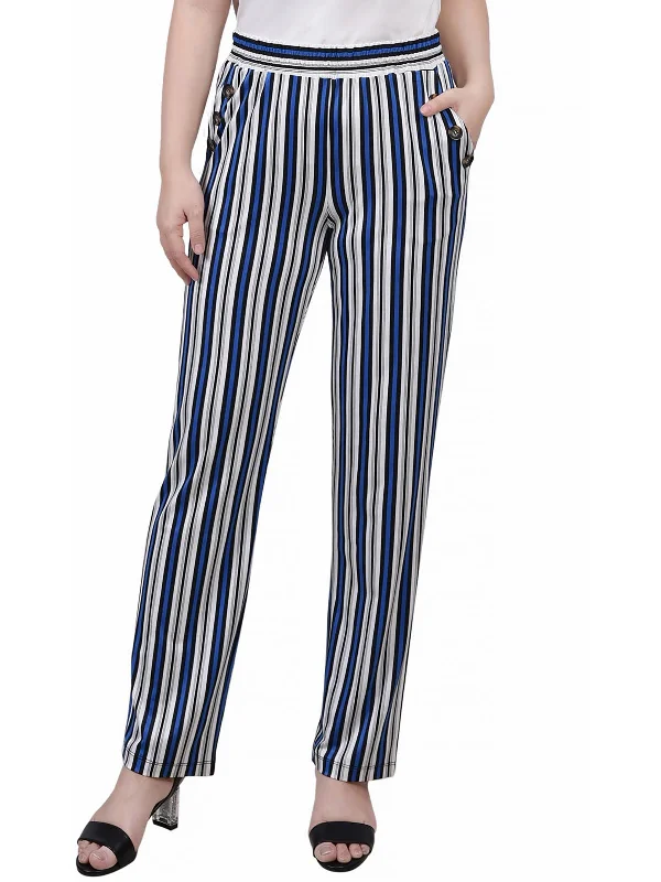Midnight Sale Petites Womens High Rise Embellished Straight Leg Pants