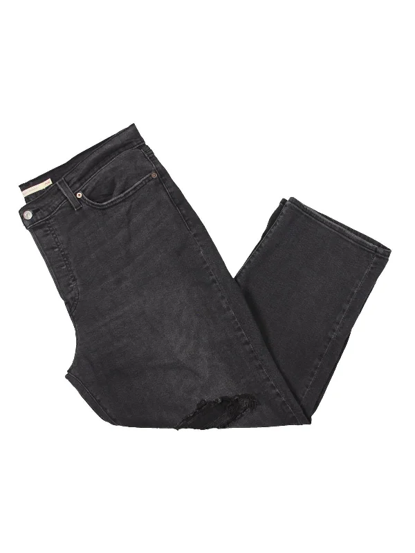 Huge Discounts Plus Wedgie Womens Distressed Dark Wash Straight Leg Jeans