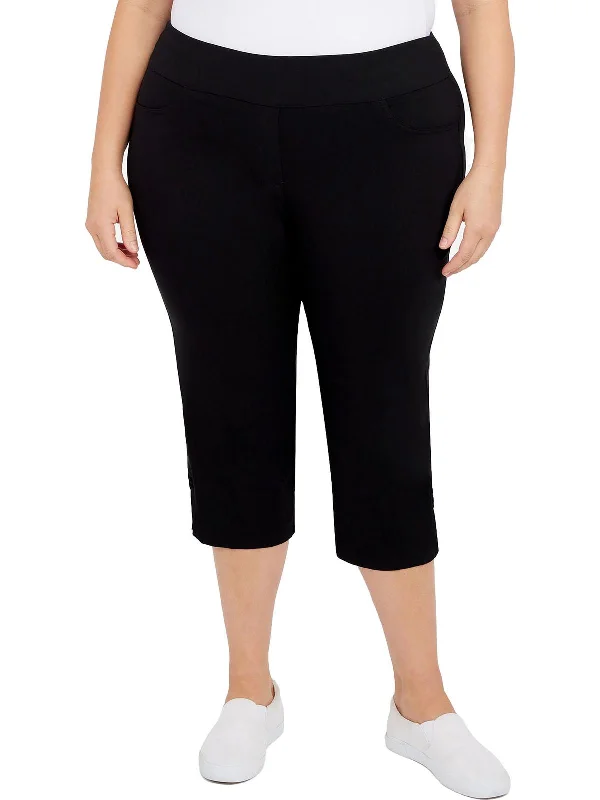 Daily Deals Plus Womens Pull On Stretch Capri Pants
