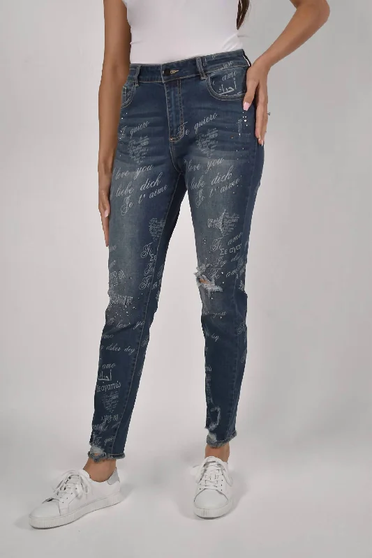 Massive Deals Print Jean In Denim